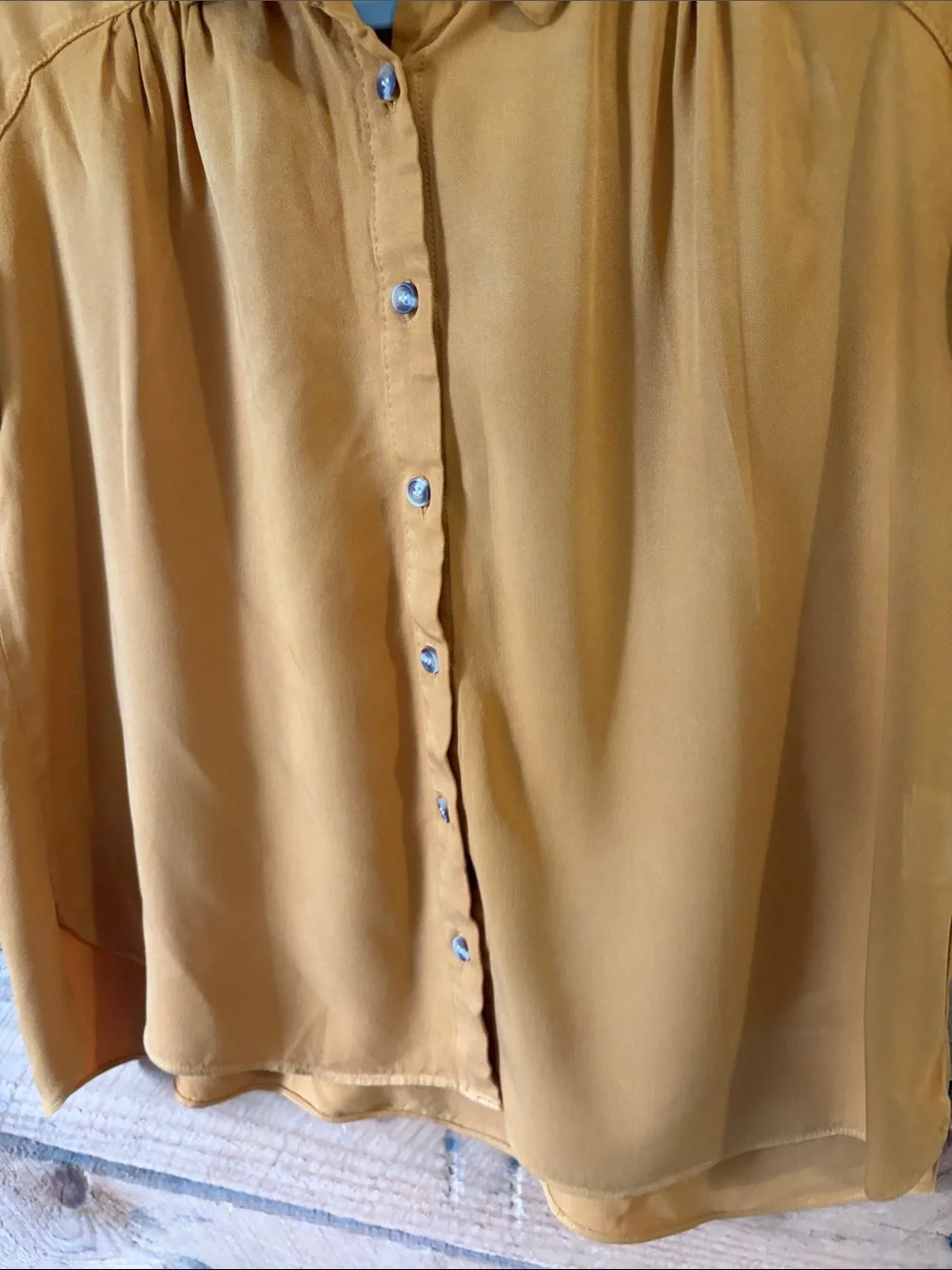 Rose & Olive Golden Mustard Short-Sleeve Button-Front Top